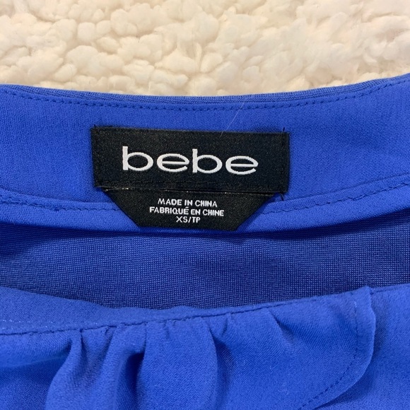 🌟BEBE FAUX LEATHER SHOULDER RUFFLE TOP🌟 - Picture 5 of 7